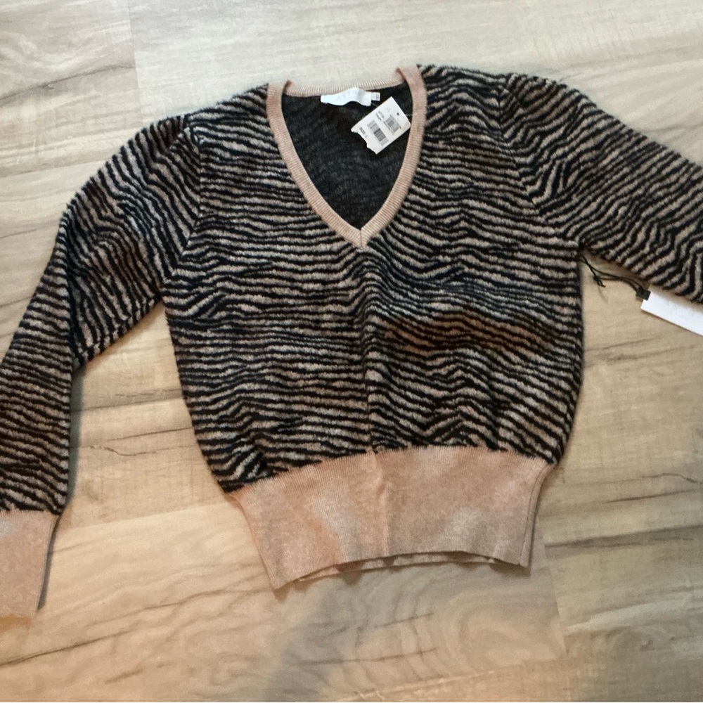 Zebra Print V-Neck Sweater